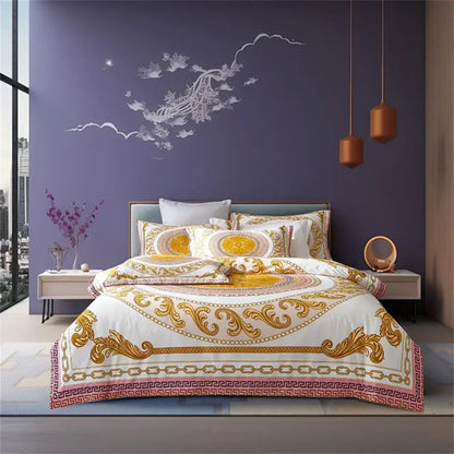 Baroque navy & gold egyptian cotton bedding set – bedroom luxury