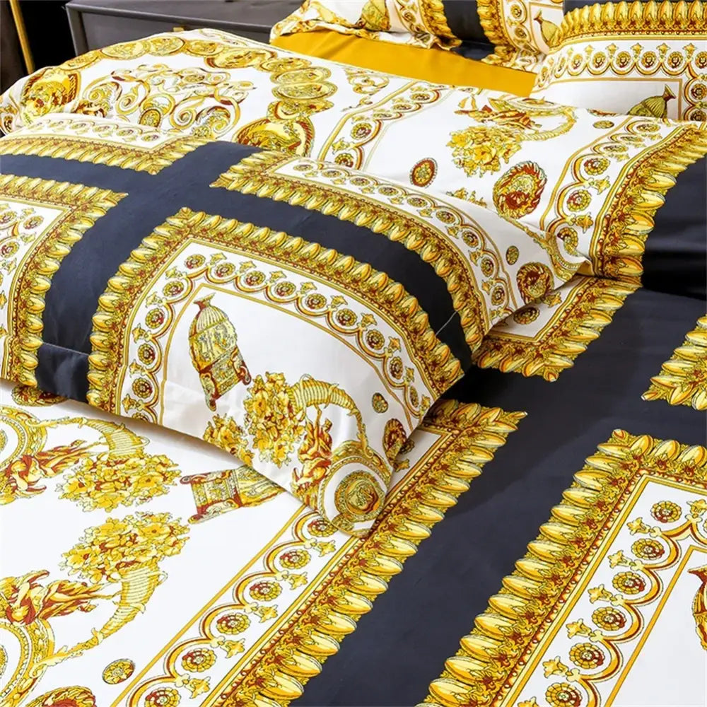 Baroque navy & gold egyptian cotton bedding set – bedroom luxury