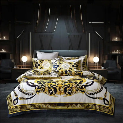 Baroque navy & gold egyptian cotton bedding set – bedroom luxury