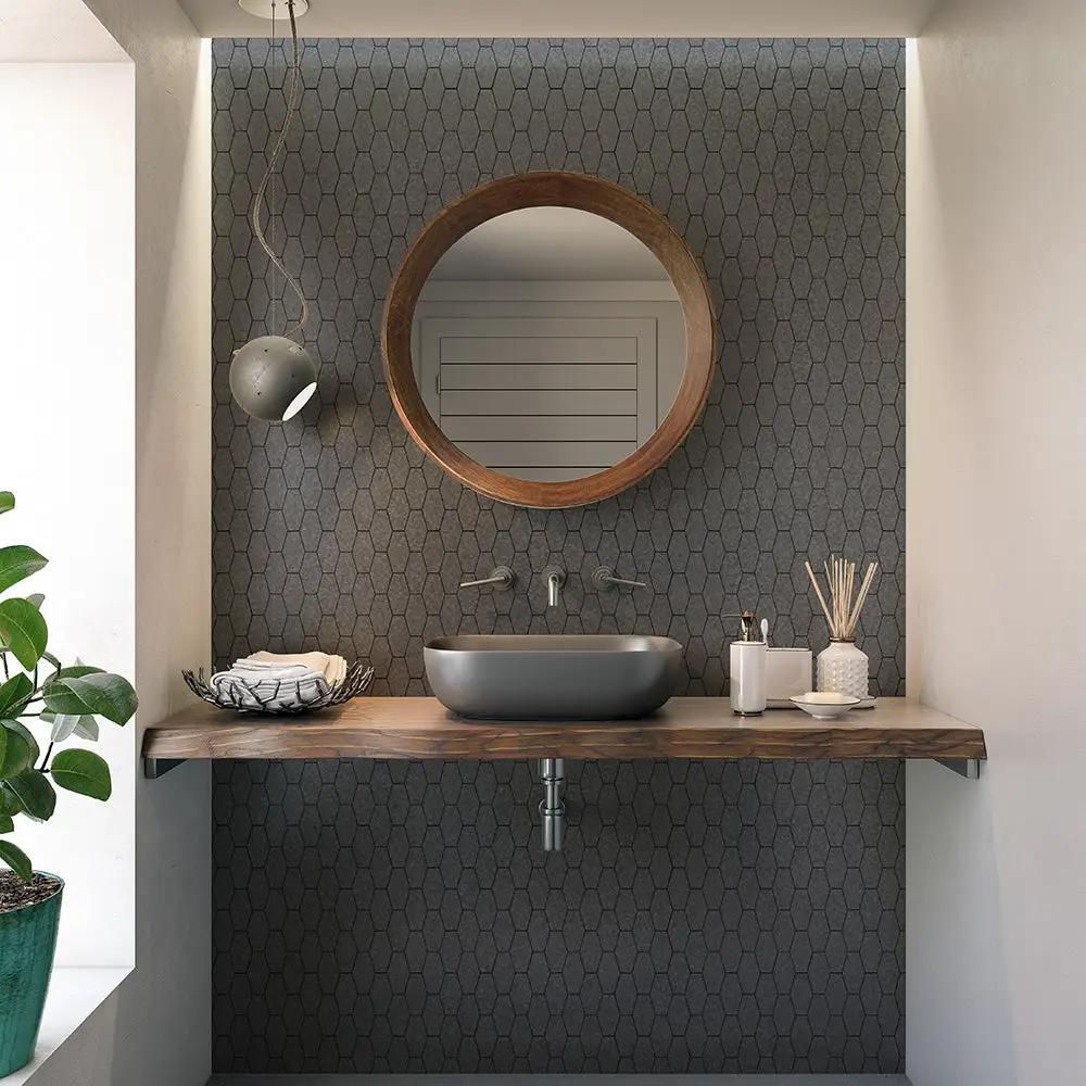 Basaltina Honed Elongated Hexagon Basalt Mosaics 10x12 1/4