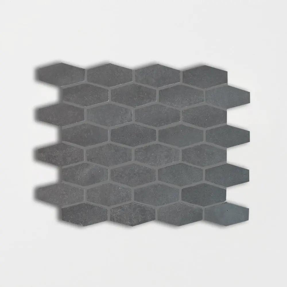 Basaltina Honed Elongated Hexagon Basalt Mosaics 10x12 1/4