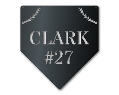 Custom Metal Baseball Homeplate Wall Art - Custom Metal Sports Sign - 14 Color Options
