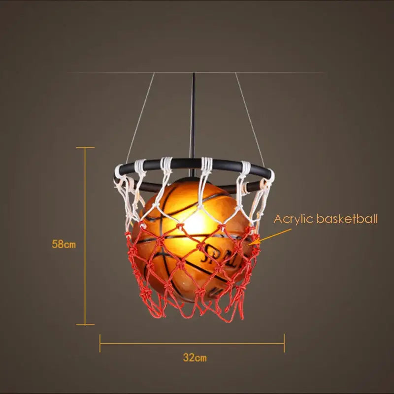 Basketball pendant lights with red netting for bedroom living room