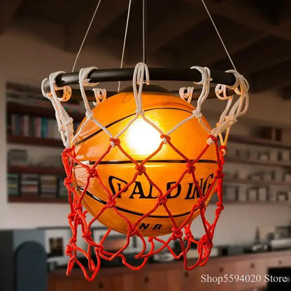 Basketball pendant lights with red netting for bedroom living room