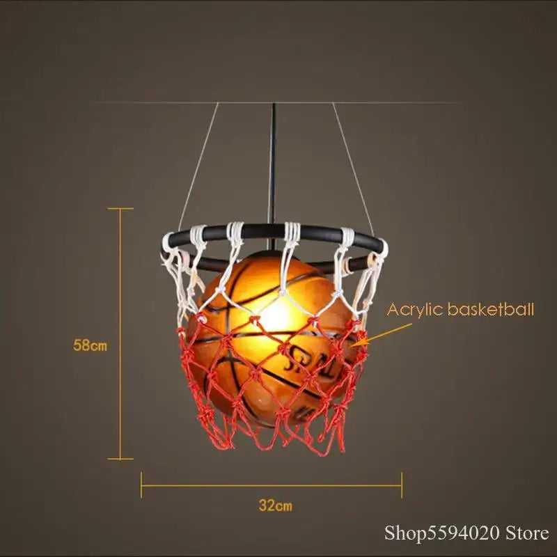 Basketball pendant lights with red netting for bedroom living room
