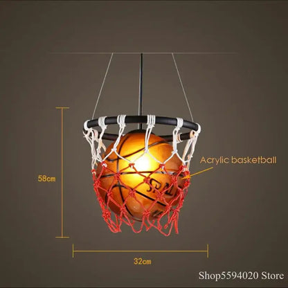 Basketball pendant lights with red netting for bedroom living room