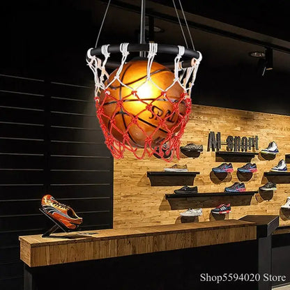 Basketball pendant lights with red netting for bedroom living room