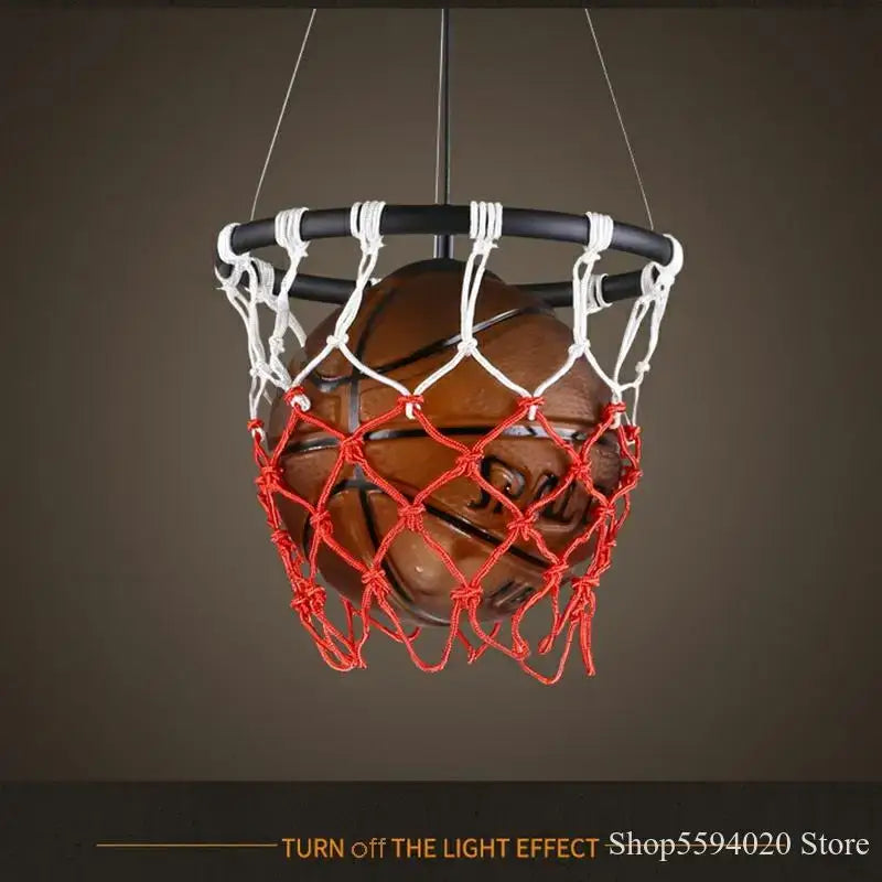Basketball pendant lights with red netting for bedroom living room