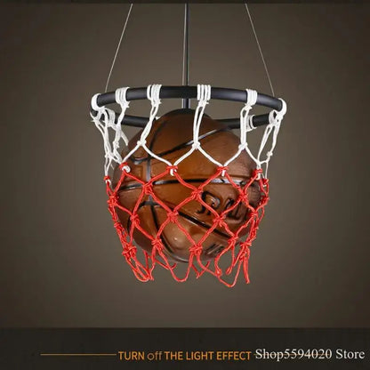 Basketball pendant lights with red netting for bedroom living room