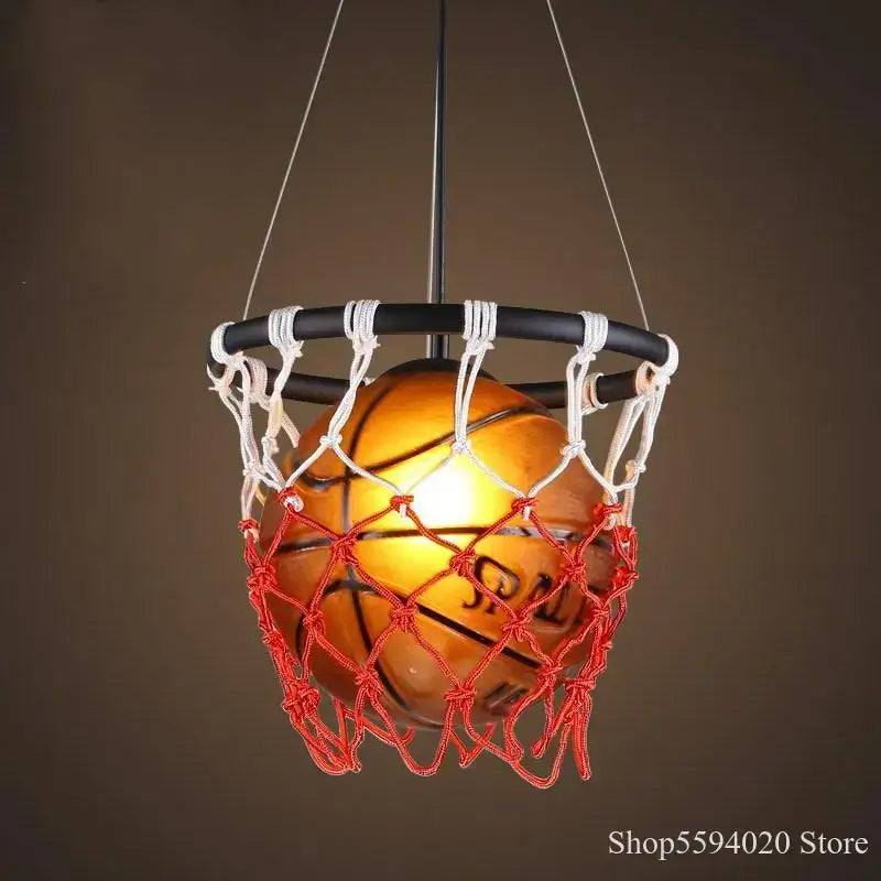 Basketball pendant lights with red netting for bedroom living room