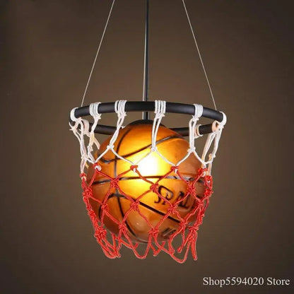Basketball pendant lights with red netting for bedroom living room