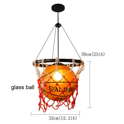 Basketball style pendant light orange & white kids bedroom lamp