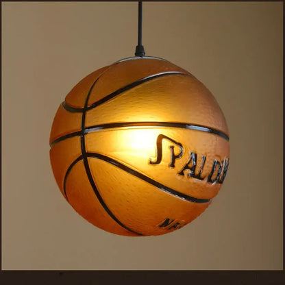 Basketball style pendant light orange & white kids bedroom lamp