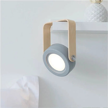 Minimalist white & wood led wall sconce lantern bedroom light