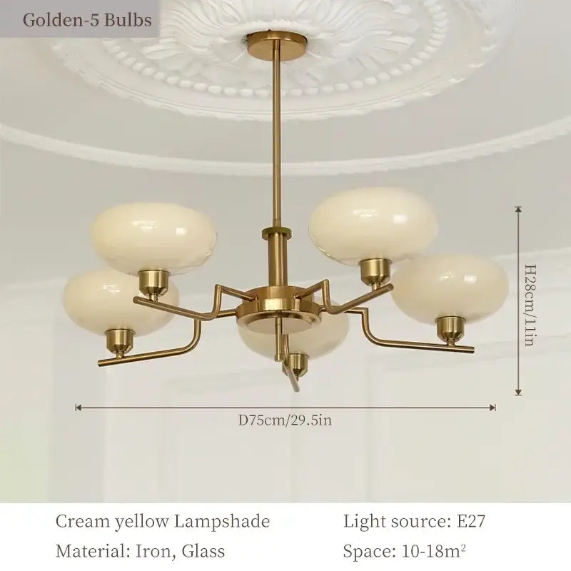 Bauhaus brass glass pendant chandelier for dining room