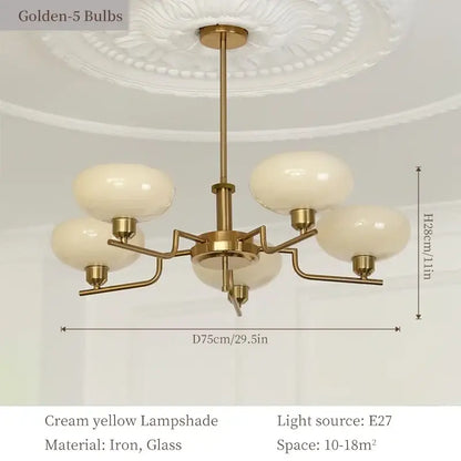 Bauhaus brass glass pendant chandelier for dining room