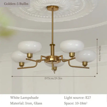 Bauhaus brass glass pendant chandelier for dining room