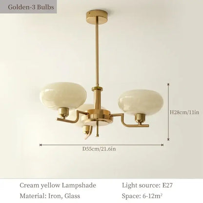 Bauhaus brass glass pendant chandelier for dining room