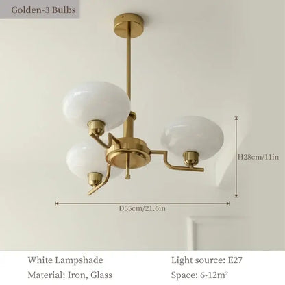 Bauhaus brass glass pendant chandelier for dining room