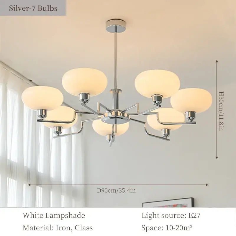 Bauhaus brass glass pendant chandelier for dining room