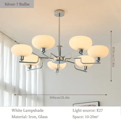 Bauhaus brass glass pendant chandelier for dining room