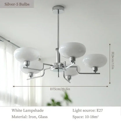 Bauhaus brass glass pendant chandelier for dining room