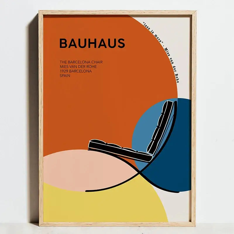 Geometric bauhaus black & white staircase modern art living room poster