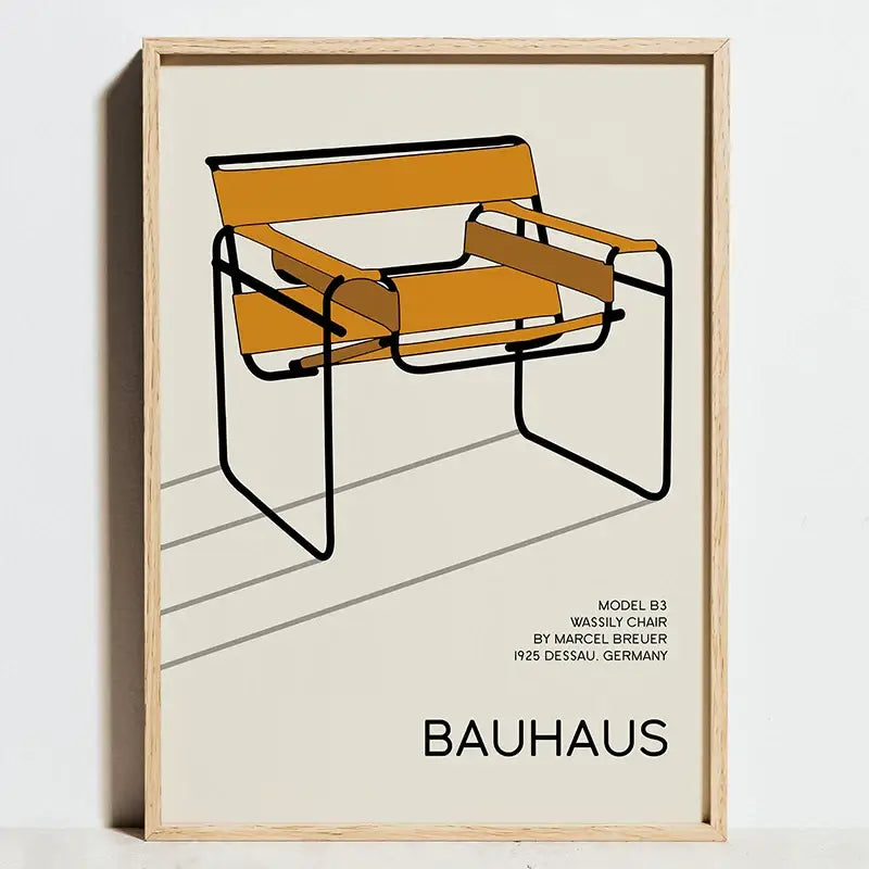 Geometric bauhaus black & white staircase modern art living room poster