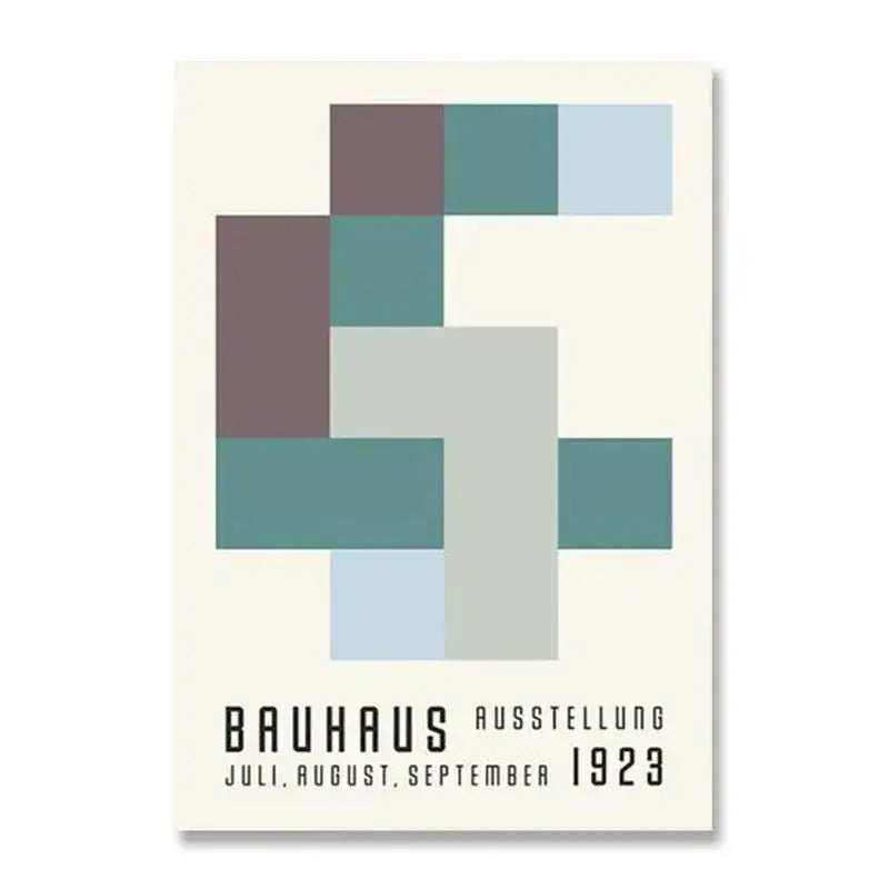 Bauhaus geometric teal & orange canvas print living room wall art
