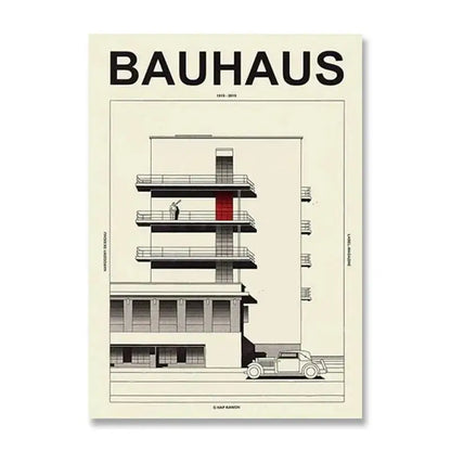 Bauhaus geometric teal & orange canvas print living room wall art