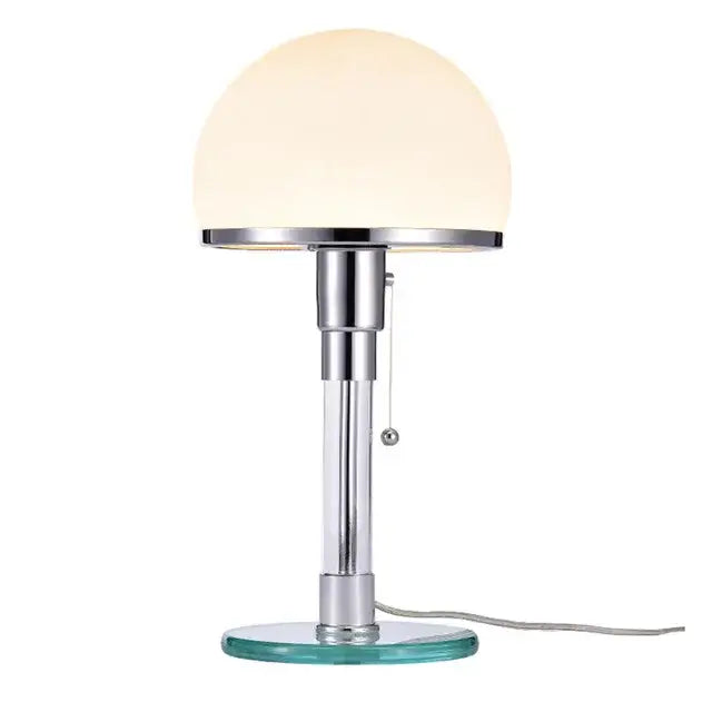 Bauhaus chrome and milk white glass table lamp bedroom light