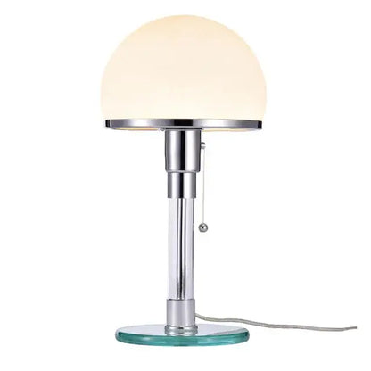 Bauhaus chrome and milk white glass table lamp bedroom light