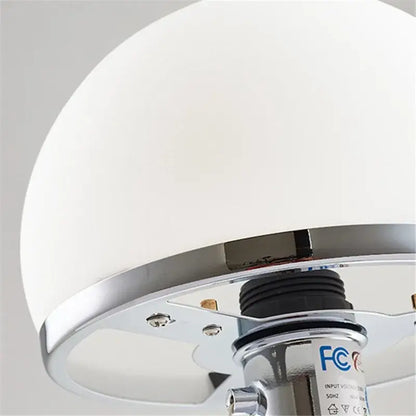 Bauhaus chrome and milk white glass table lamp bedroom light
