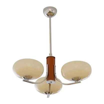 Bauhaus chrome and wood glass chandelier for living room