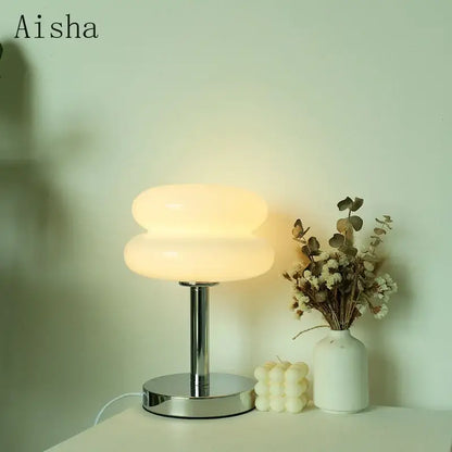 Bauhaus chrome and yellow glass table lamp bedroom light