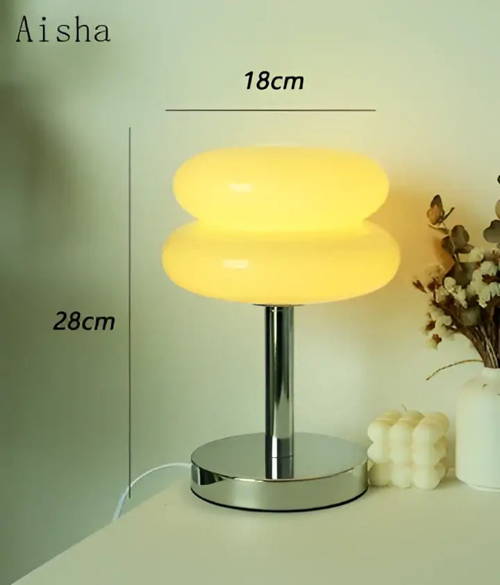 Bauhaus chrome and yellow glass table lamp bedroom light