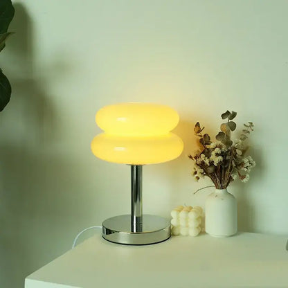 Bauhaus chrome and yellow glass table lamp bedroom light