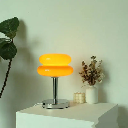 Bauhaus chrome and yellow glass table lamp bedroom light