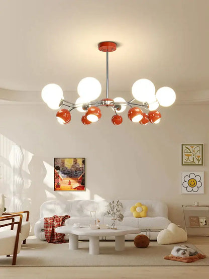 Bauhaus chrome orange & white lasha pendant light dining room