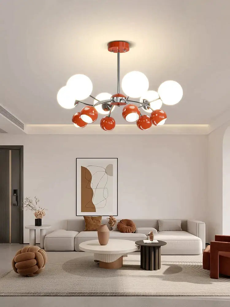 Bauhaus chrome orange & white lasha pendant light dining room