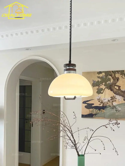 Bauhaus cream glass pendant light for dining room kitchen decor