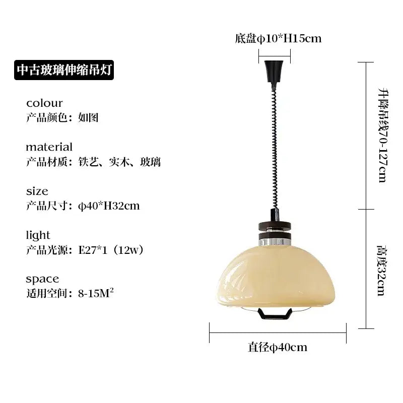 Bauhaus cream glass pendant light for dining room kitchen decor