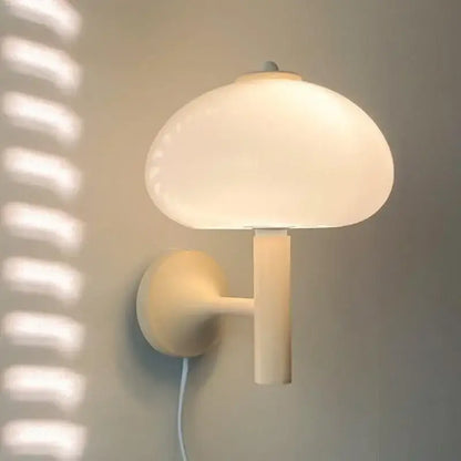 Bauhaus cream mushroom glass wall light bedroom sconce