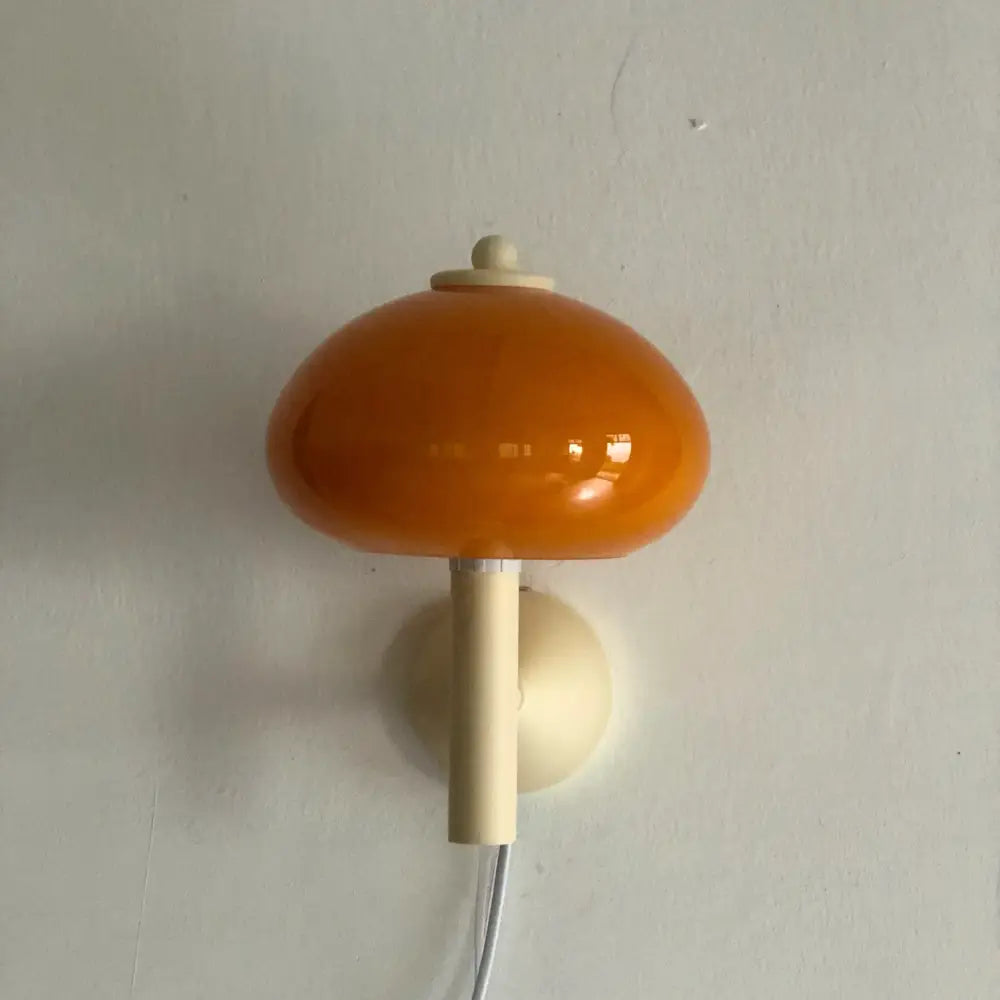 Bauhaus cream mushroom glass wall light bedroom sconce