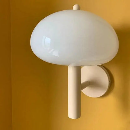 Bauhaus cream mushroom glass wall light bedroom sconce