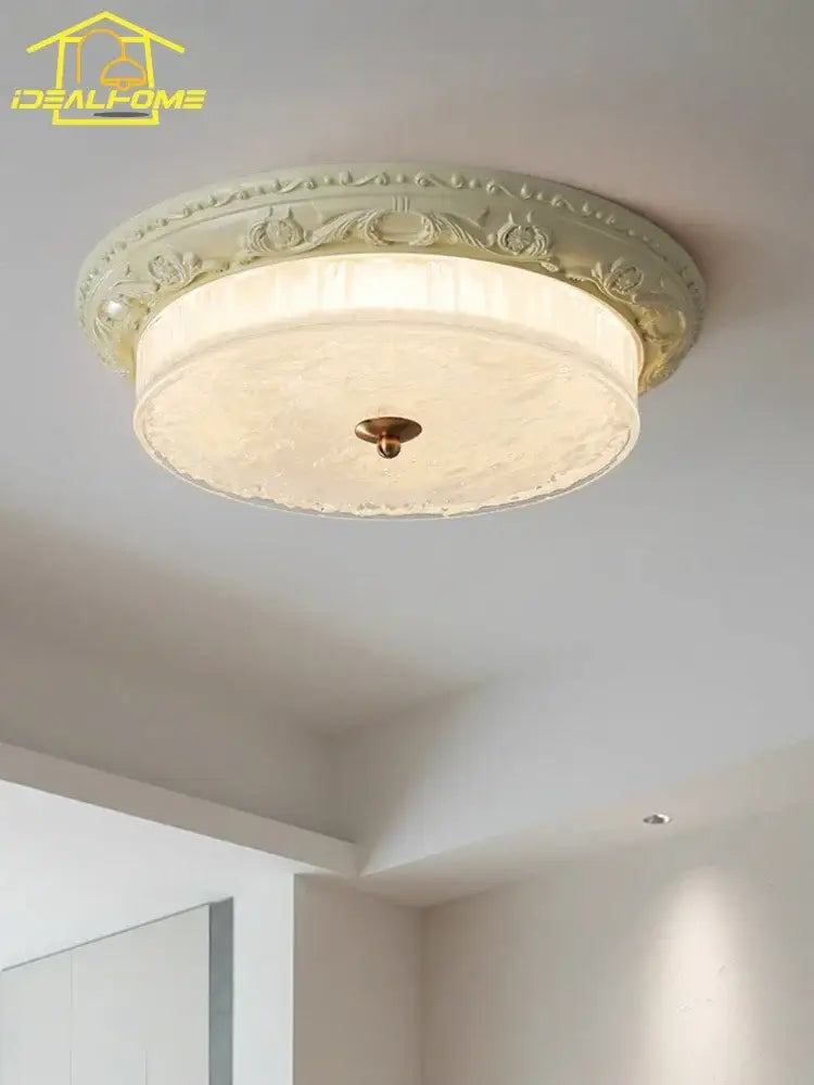 Bauhaus cream wind glass ceiling light bedroom ornate iron decor