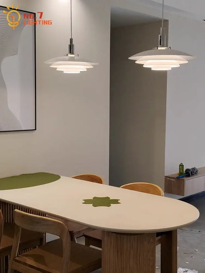 Bauhaus flying saucer pendant light black & white dining room led