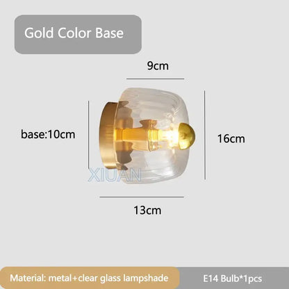 Bauhaus glass e14 wall lamp for living room with ribbed clear sconce
