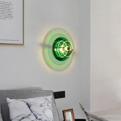 Bauhaus green and clear glass led wall sconces bedroom light
