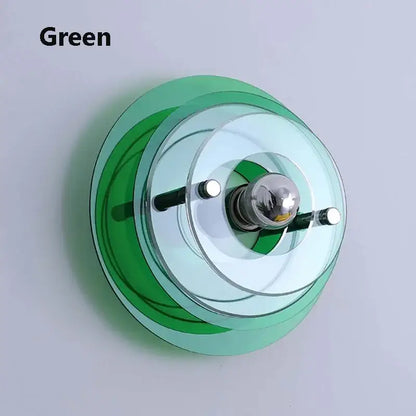 Bauhaus green & clear glass led wall sconces for bedroom living room